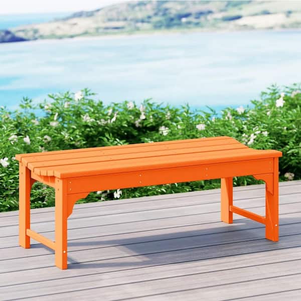 48 in. 2-Person Orange Plastic Outdoor Bench L09SDXS491 - The Home