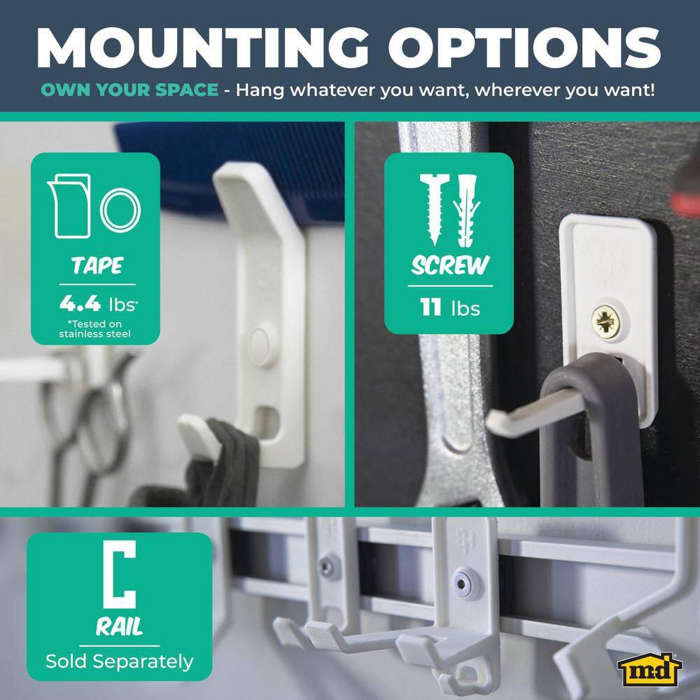 White Plastic Dual Utility Hook with Screws