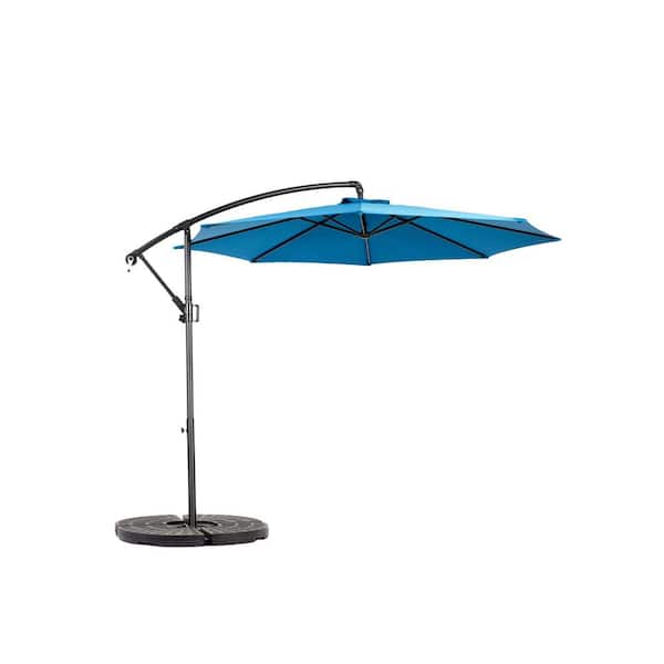 Unbranded 10 ft. Steel Cantilever Patio Umbrella, Easy Tilt Adjustment 8-Ribs for Backyard, in Dark Blue