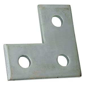 3-Hole Bracket Corner Electro-Galvanized Steel Strut Channel Bracket, Silver, No Magnets (5-Pieces)