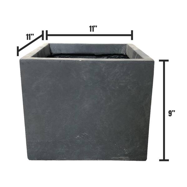 DurX-litecrete Large 11 in. x 11 in. x 9.4 in. Granite Lightweight Concrete Square Wash Planter