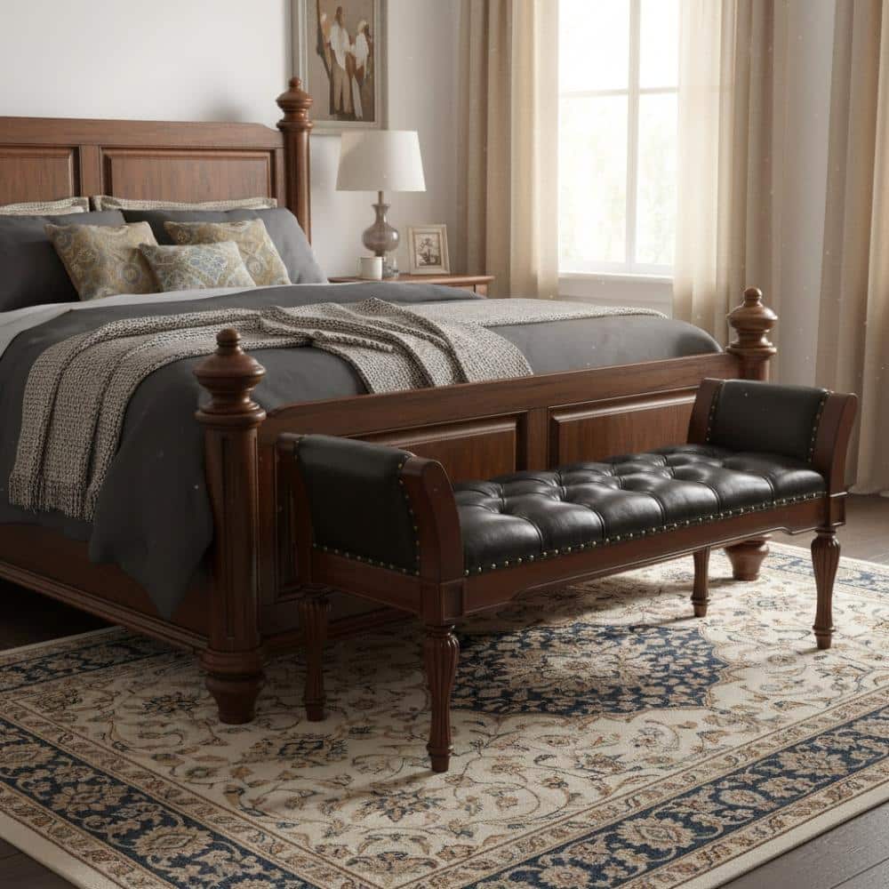 54 in. W Brown Bench with Plush Cushion, Button Tufted price history on PriceWatchPro