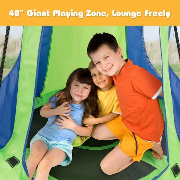 Gymax 40 in. Kids Hanging Chair Swing Tent Set Hammock Nest Pod Seat Green  GYM04746 - The Home Depot