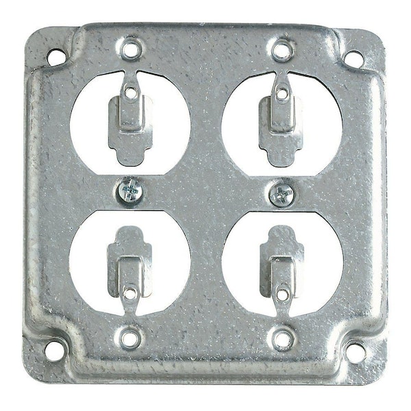 Steel City 4 in. Square Box Surface Steel Metallic Cover Double Duplex