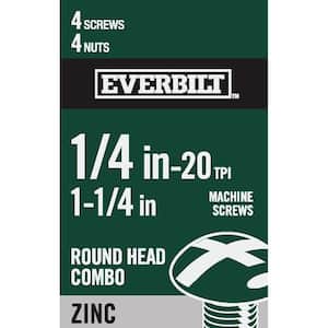 1/4 in.-20 x 1-1/4 in. Combo Round Head Zinc Plated Machine Screw (4-Pack)