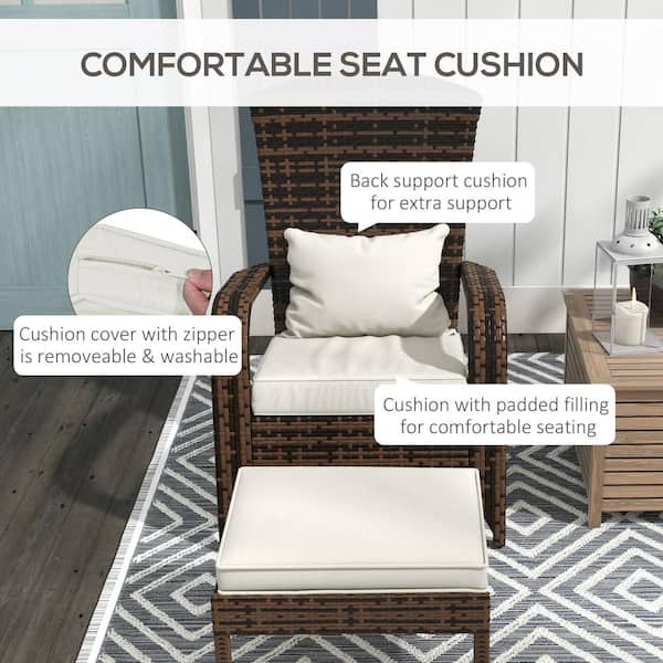 Patio Wicker Adirondack Chair with Ottoman High-Back, Large Patio Wicker Adirondack Chair with Ottoman High-Back, Large