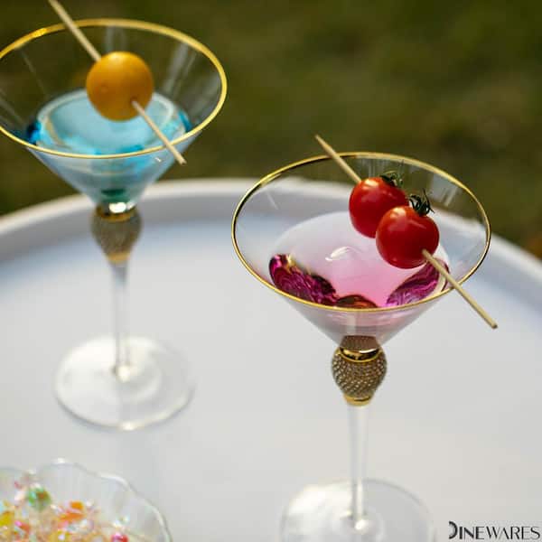 MyGift Set Of 4 Matte Black & Gold Margarita Glasses – 10 Oz Elegant Stemware For Cocktails, Parties, Gifts