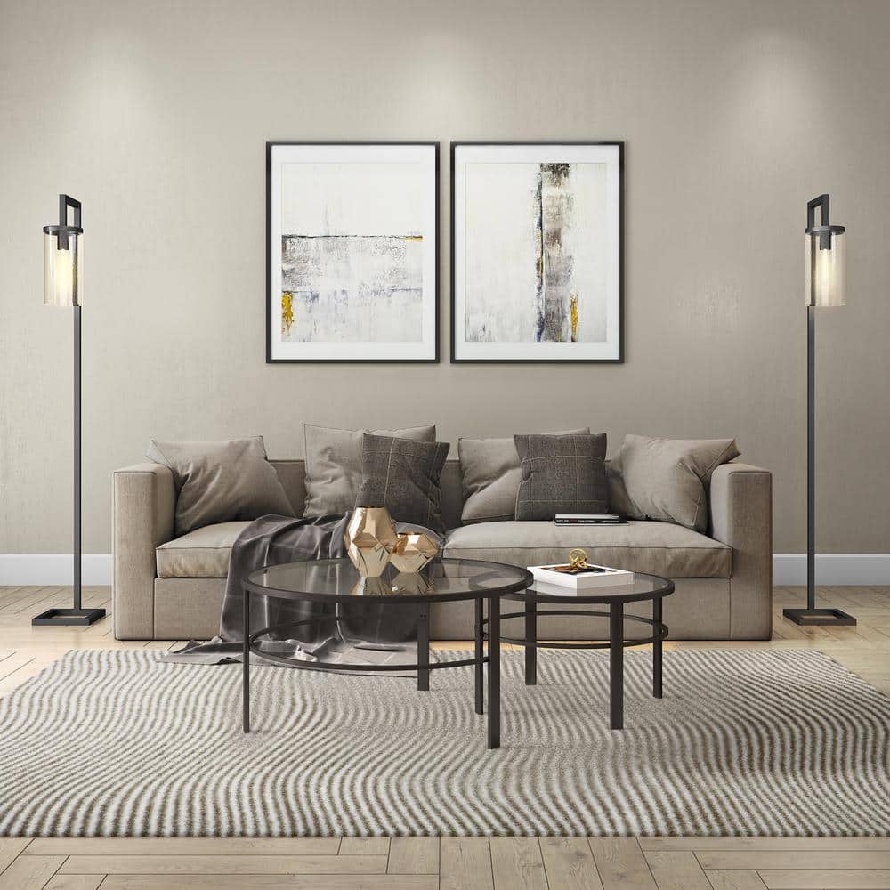 Blackened Bronze Round Glass Nesting Coffee Tables