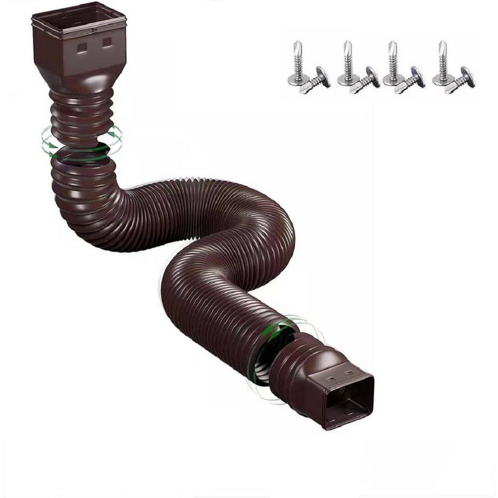 Extendable Length from 21 in. to 60 in., Brown, Flexible Polypropylene Gutter Downspout, 1-Pack price history on PriceWatchPro