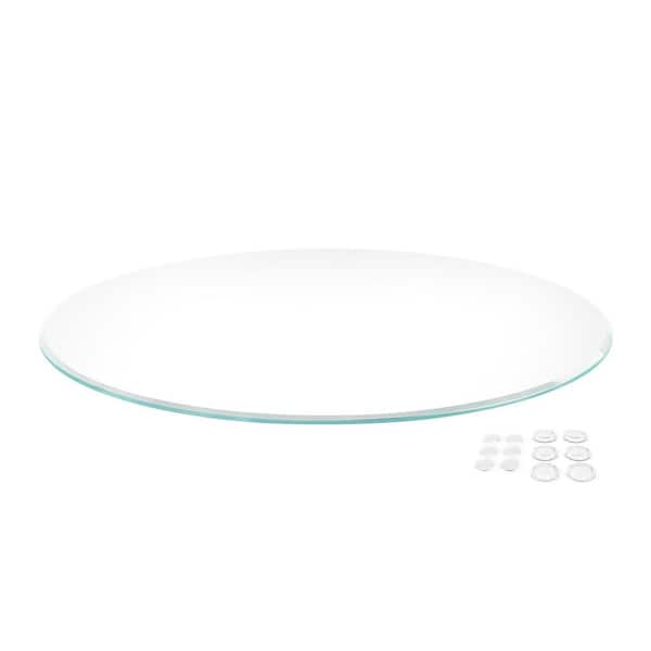 52 in. Round Clear Low Iron Glass Table Top 1/2 In. Thick Beveled Edge Polish Tempered