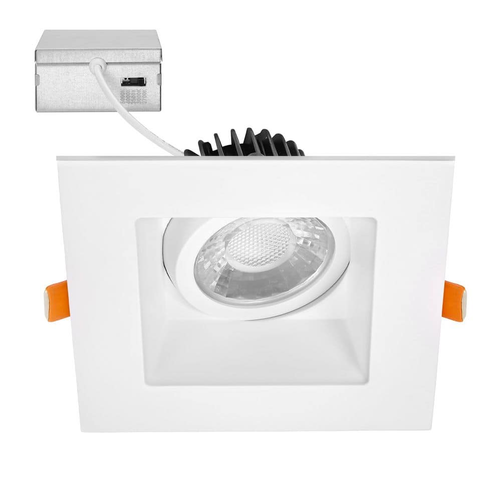 4 in. Square Recessed Anti-Glare LED Gimbal Downlight, Canless IC Rated, 1100 Lumens, 5 CCT 2700K-5000K, 360° Rotation price history on PriceWatchPro