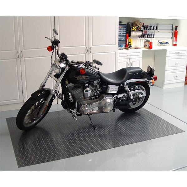 Textured Slip Resistant Diamond Plate 7.5 ft. x 10 ft. Charcoal Vinyl Garage Floor Mat, 23-Sizes Available