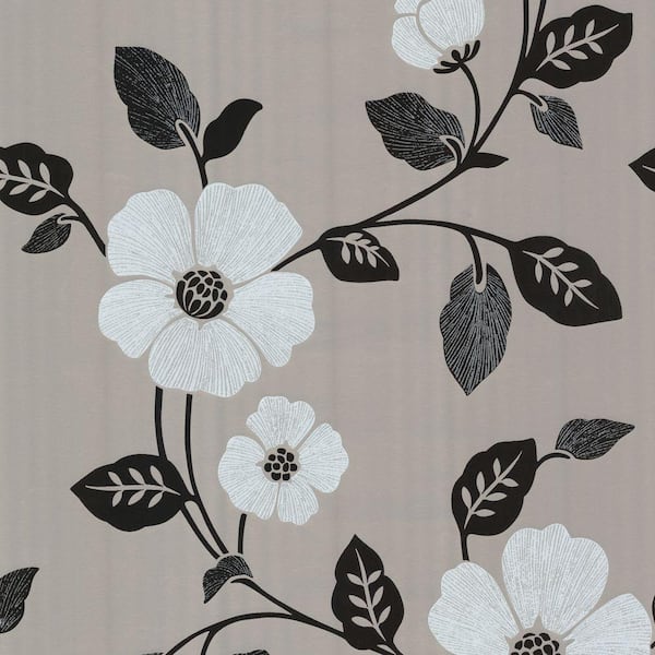 Beacon House Zync Gray Modern Floral Paper Strippable Roll (Covers 56 sq. ft.)