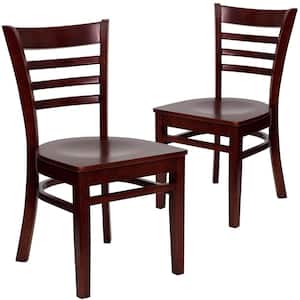 Mahogany Wood Seat/Mahogany Wood Frame Restaurant Chairs (Set of 2)