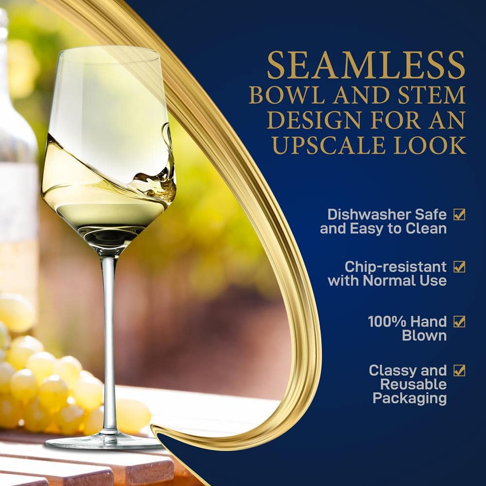 NutriChef Elegant Crystal-Clear Tall Wine Glasses Set of 2