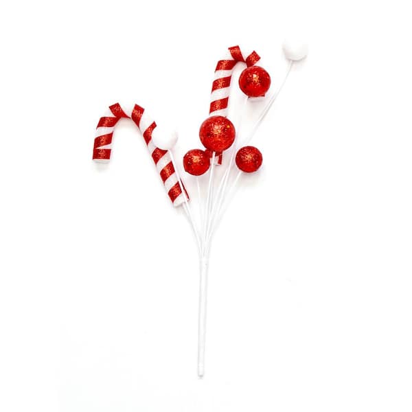 Unbranded 13 in. Christmas C and y Cane Ornament Pick, Set of 6