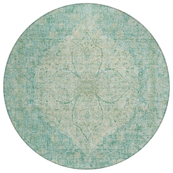 Addison Rugs Chantille Machine Washable Indoor/Outdoor Abstract ACN2136 Teal 8 ft. x 8 ft. Area Rug