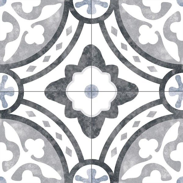 ANDOVA Luv Amore Black/White/Gray 8 in. x 8 in. Smooth Matte Porcelain Floor and Wall Tile Sample