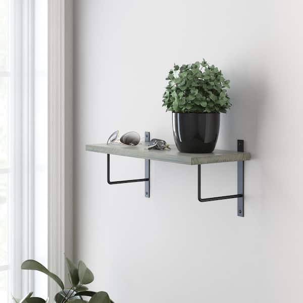 2-Pack 6 in. Matte Black Steel U-Shaped Decorative Shelf Bracket