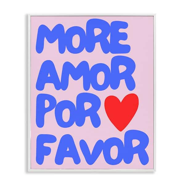 Stupell Industries Blue and Red More Amor by House of Lulu White Framed Typography Giclee Art Print 20 in. x 16 in.