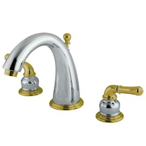 Modern 8 in. Widespread 2-Handle Bathroom Faucet in Chrome and Polished Brass