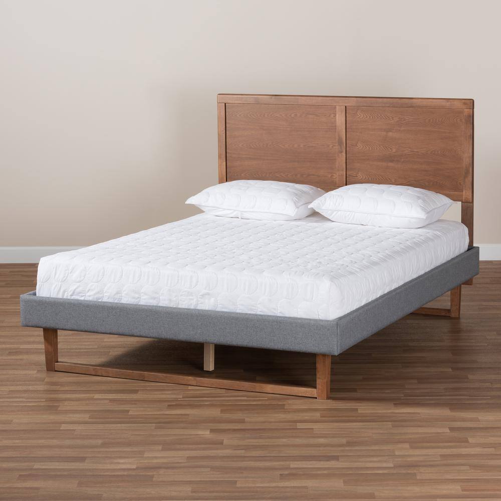 Allegra Mid-Century Walnut Brown & Dark Gray Full Platform Bed