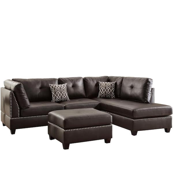 Worldwide Florence Espresso Faux Leather 6Seater LShaped