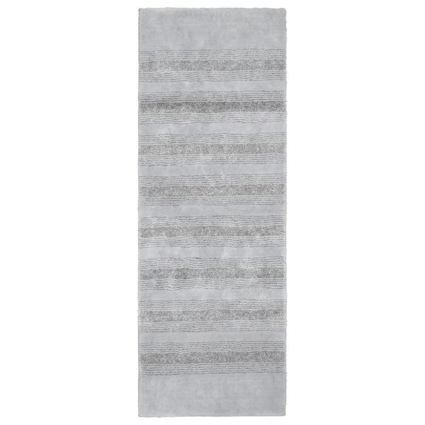 Essence Platinum Gray 22 in. x 60 in. Washable Bathroom Accent Rug