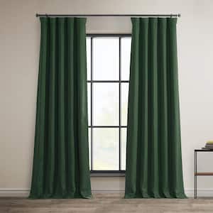 Key Green Faux Linen Room Darkening Curtain - 50 in. W x 108 in. L (1 Panel)