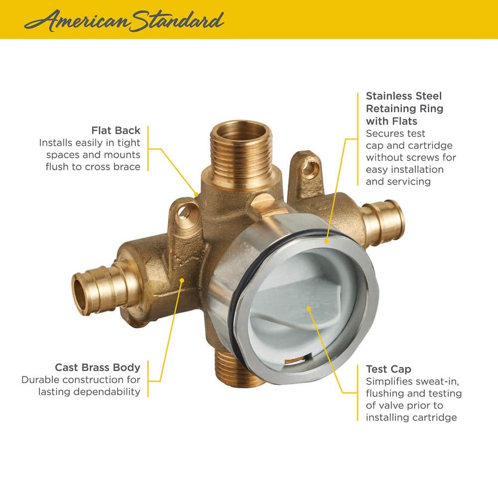 Universal Brass and Stainless Steel Shower Rough-In Valve