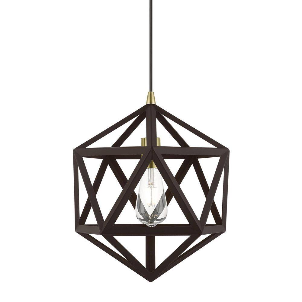 Bronze and Antique Brass Mini Pendant Light with Metal Shade