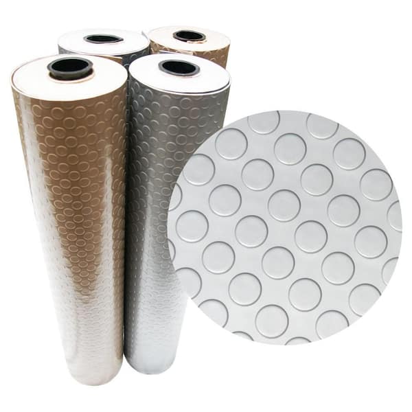 Rubber-Cal "Coin-Grip Metallic" 4 ft. x 9 ft. Silver Commercial PVC Flooring