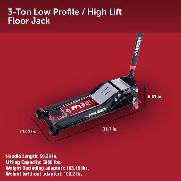 Husky 3 Ton Super Low / High Lift Floor Jack HPL4790N-HV-TH - The