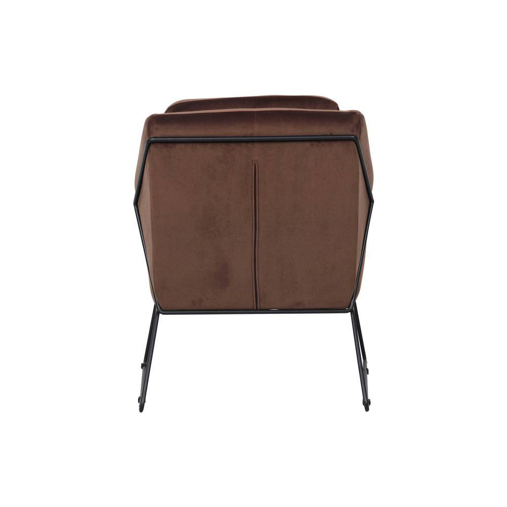 Harmony Coffee Brown Velvet and Wood Accent Chair