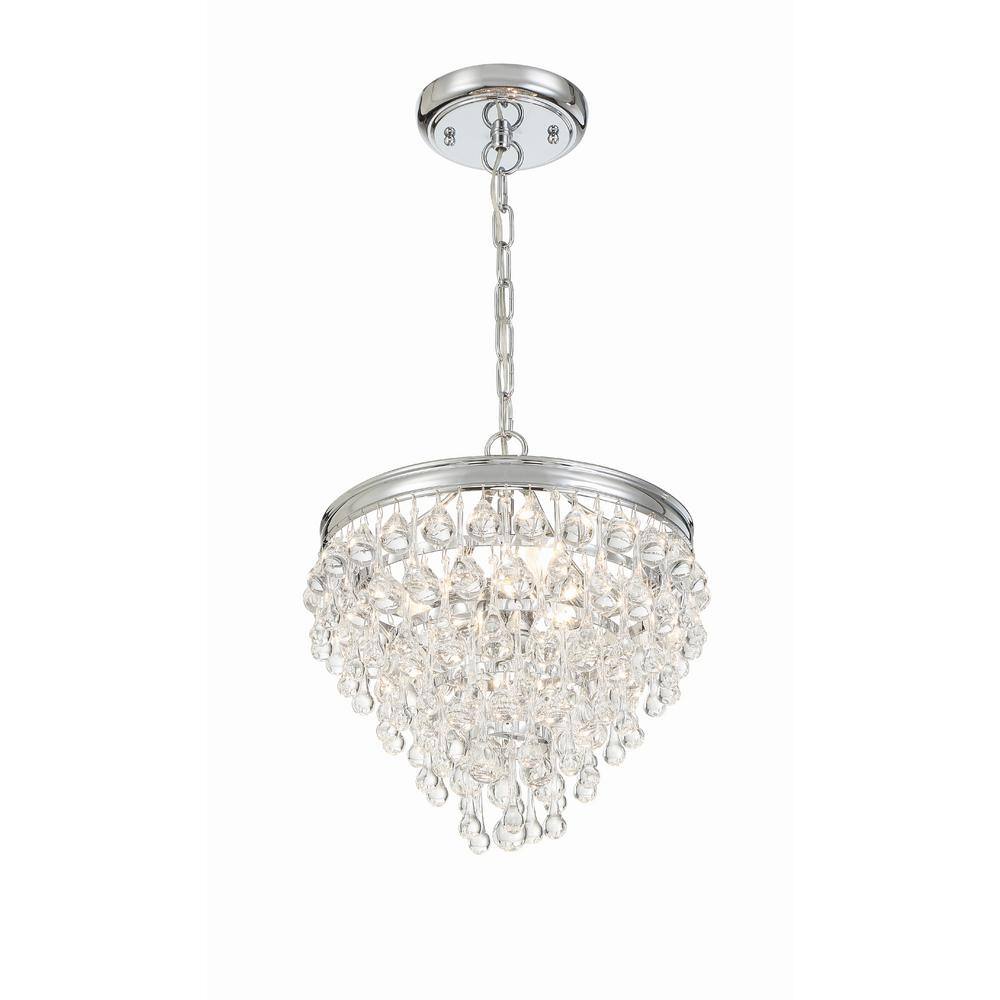 Calypso Polished Chrome 3-Light Mini Chandelier with Smooth Glass Drops
