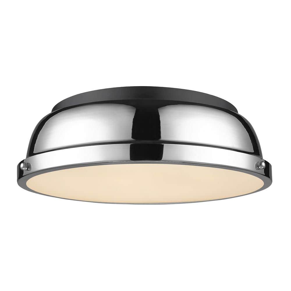 Golden Lighting Duncan 14 in. 2-Light Matte Black Flush Mount with