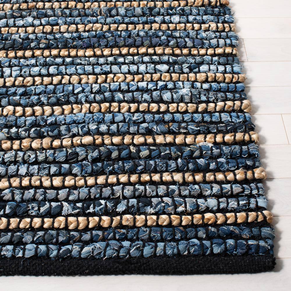 Handwoven Coastal Charm Blue Cotton 95" Square Area Rug