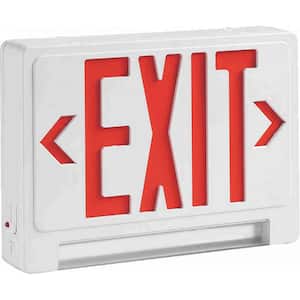 60-Watt Equivalent White Integrated LED Red Exit Sign and Emergency LED Lightpipe Combo with Battery Backup