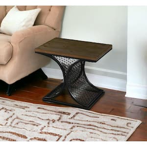 22 in. Brown and Black Rectangle MDF End Table