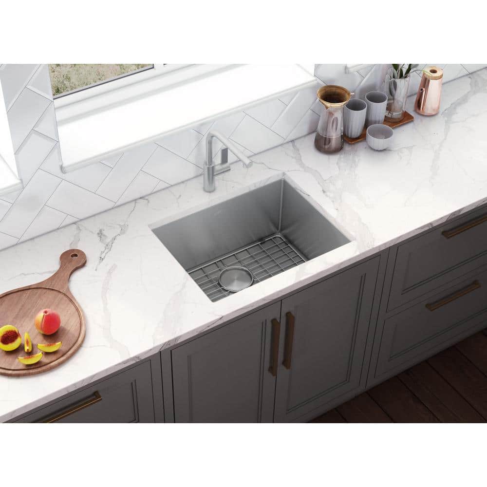 Ruvati Bar Prep Sink Narrow Trough Undermount 16 Gauge Stainless Steel Single Bowl