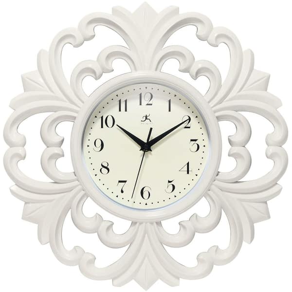 Wisteria 15.5 in. Ivory Resin Decorative Wall Clock