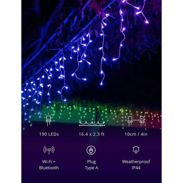 Twinkly Icicle App-Controlled Smart LED Christmas Lights 190 RGB