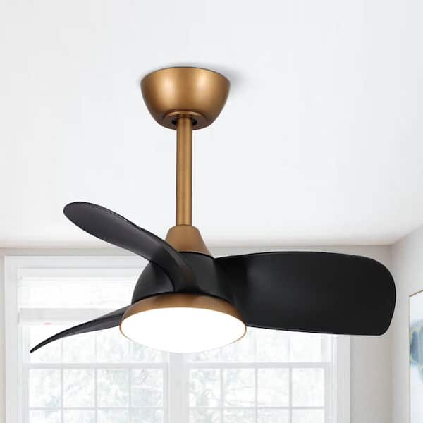 28 in. Integrated LED Brass Gold Ceiling Fan with Light and Remote Control