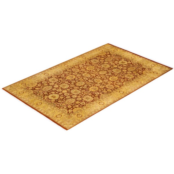 Mogul One-of-a-Kind Traditional Orange 4 ft. 8 in. x 7 ft. 5 in. Oriental Area Rug