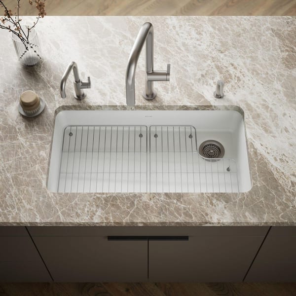 Cairn Matte White Granite Composite 33 in. Single Bowl Undermount Kitchen Sink