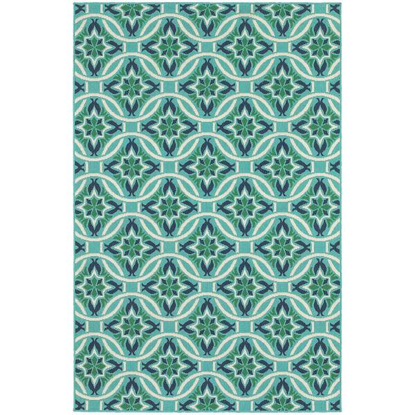 Gallery Aqua 8 ft. x 11 ft. Indoor/Outdoor Patio Area Rug