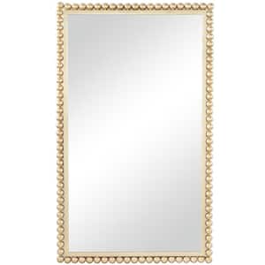 40 in. x 24 in. Rectangle Framed Gold Wall Mirror with Beaded Detailing