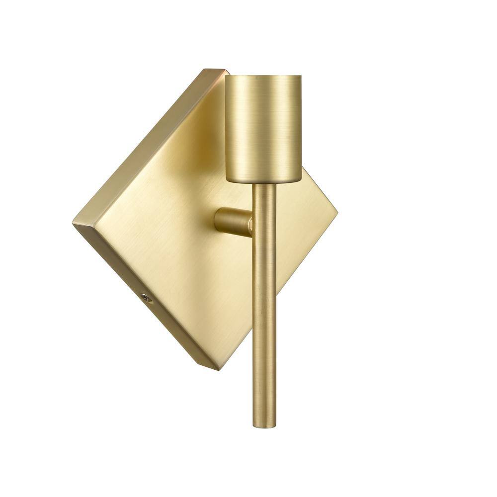 Elegant Satin Brass Dimmable Wall Sconce, Direct Wired, 7.25"H