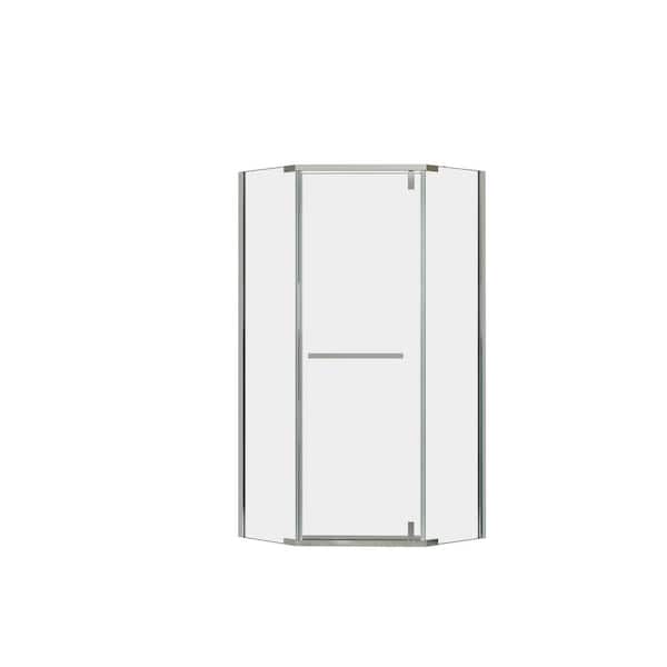 34.75 in. W x 72 in. H Neo Angle Pivot Framed Corner Shower Enclosure in Chrome Finish with Clear Tempered Glass