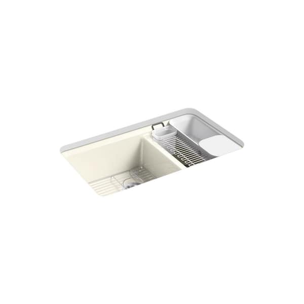 Riverby 33 in. Undermount Double Bowl Biscuit Cast Iron Kitchen Sink